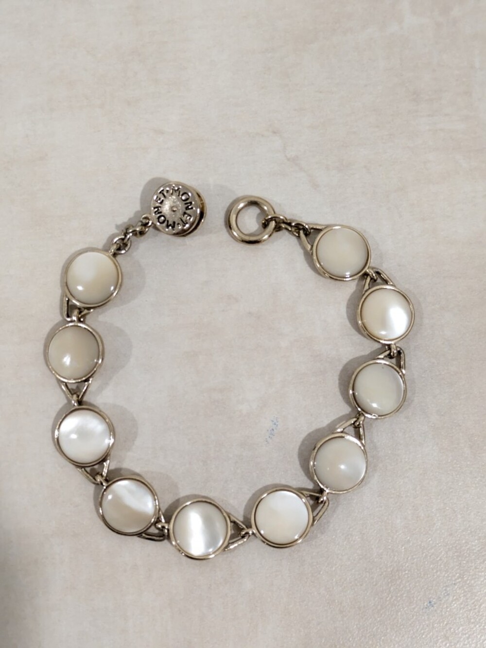 Vintage Monet Gold Tone and Mother of Pearl Bracelet